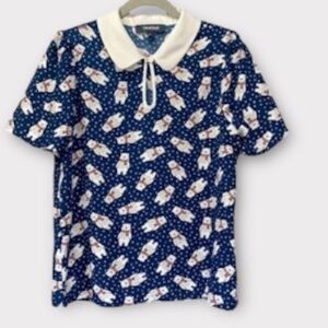 ModCloth polar bear navy print top XL